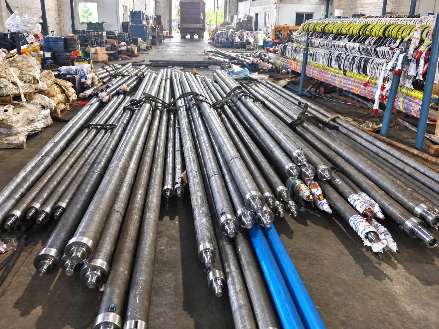 Finished hydraulic cylinders in the Hongli workshop